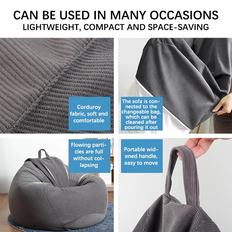 Modern corduroy lazy sofa bean bag living room furniture tatami single sofa chair