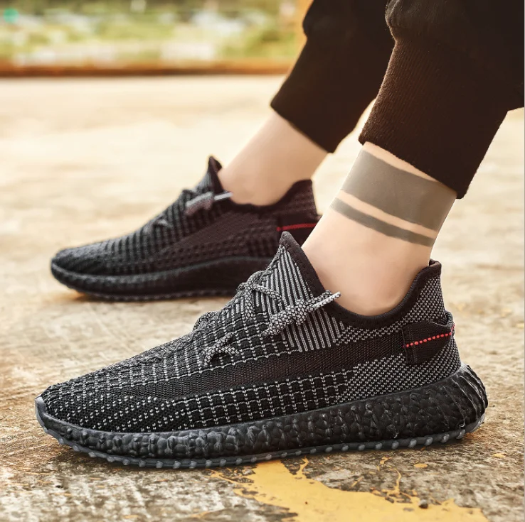  Новая дышащая трикотажная тканевая верхняя Yeezy Мужская Спортивная обувь для бега кроссовки