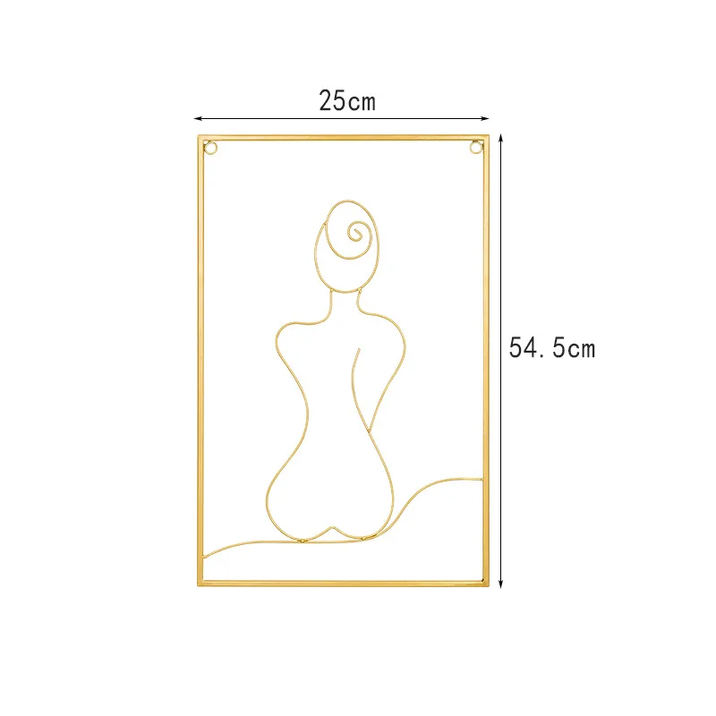 Modern Metal Lady Figure Wall Decoration Wrought Iron Lady Simple Line Metal Art Hanging on Wall