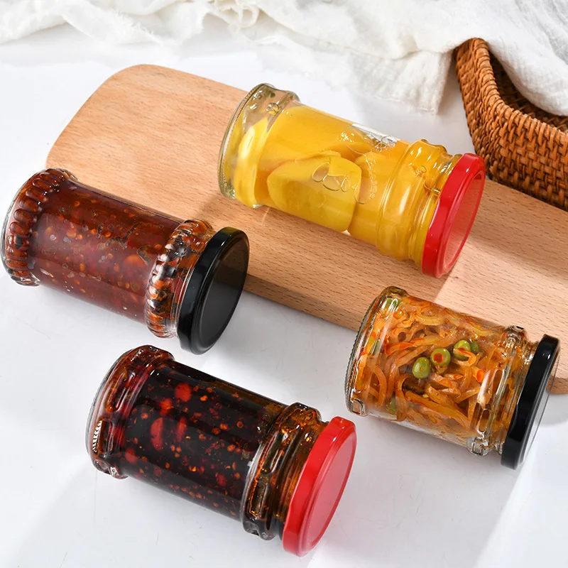 Wholesale 200ml 220ml 280ml Round Straight Jars Glass Food Packaging Glass Sauce Jars Bottle Glass Jars With Lid  Manufacturer