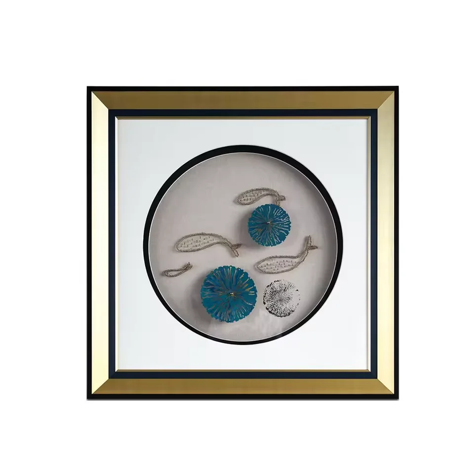 Manufacture Custom Home Decoration Fashionable Handicraft Fishpond Artwork 3D Shadow Box Framed Wall Art Painting