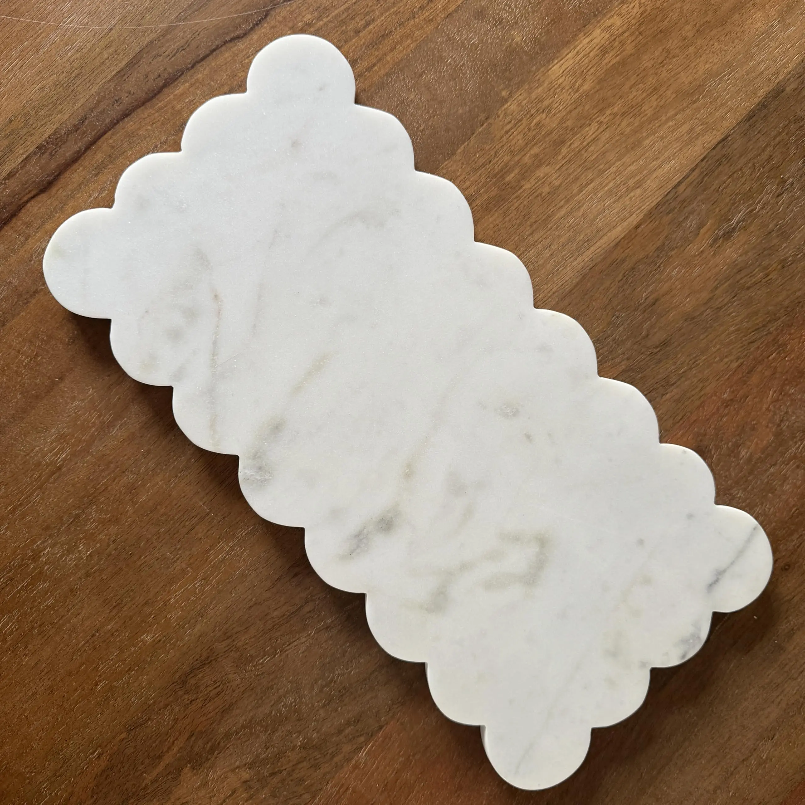 Charcuterie Scalloped Marble Tray for Kitchen Counter Bathroom Hand Crafted Vanity Tray Decor Perfume Tray
