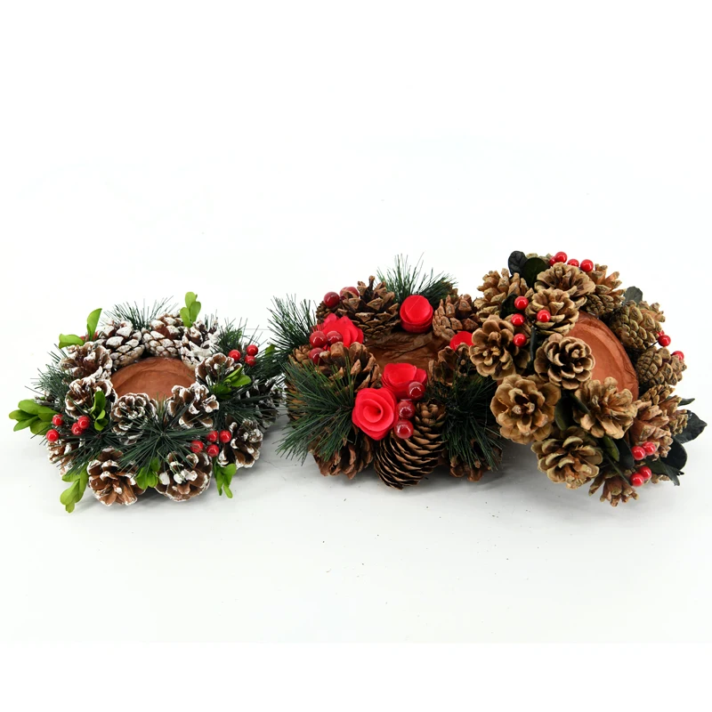 Продажа высококачественных подсвечников в форме венка из коричневой сосны для фестивалей