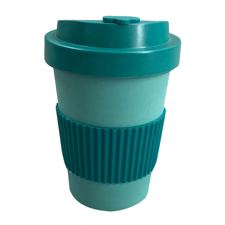 Biodegradable custom logo printed 11oz reusable natural bamboo fiber mug takeaway coffee cups
