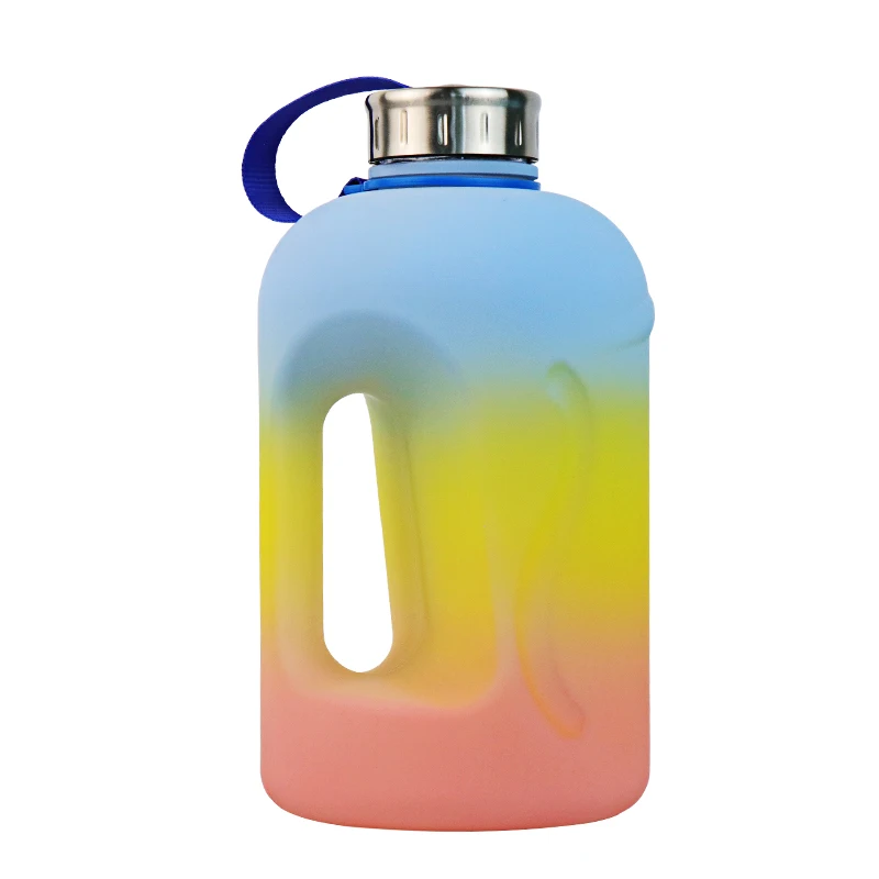 cheap inventions half gal bottle with cover and sleeve, bpa free water gallon jog wrap for gym 74oz, gym bottle jug