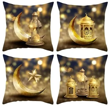 2022 Home Decorative Pillow case Eid Mubarak Moon Lantern Sofa Bed Throw Pillow Cushion Covers Islam Ramadan Kareem Pillowcase