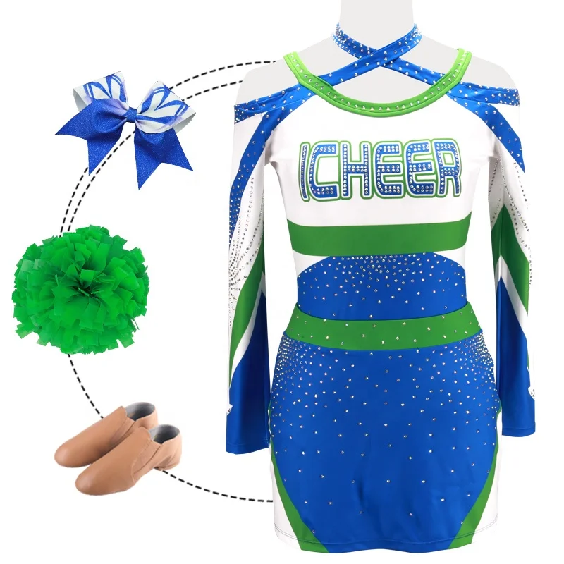 Wholesale Cheerleading Uniform AB Crystal Design Your Own Crop Top OEM Customized Spandex Customs Logo All Star Show
