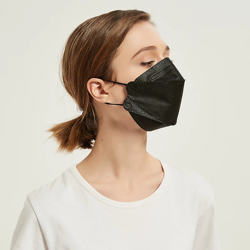 
Hot selling KF94 3 layer salix leaf anti dust black face mask custom face mask Earloop mouth cover 