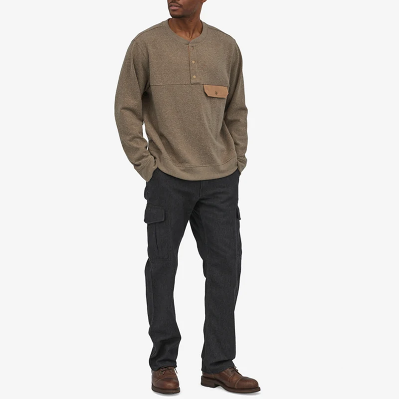 New Arrival OEM Mens Pure Cotton Fashion Solid Color Pocket Sweatshirt for Study and Work