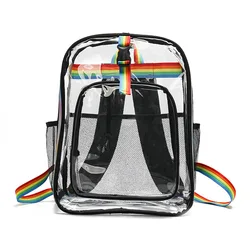 New Arrival Custom Transparent School Bag Small PVC Clear Backpack for Girls Women Kids Children