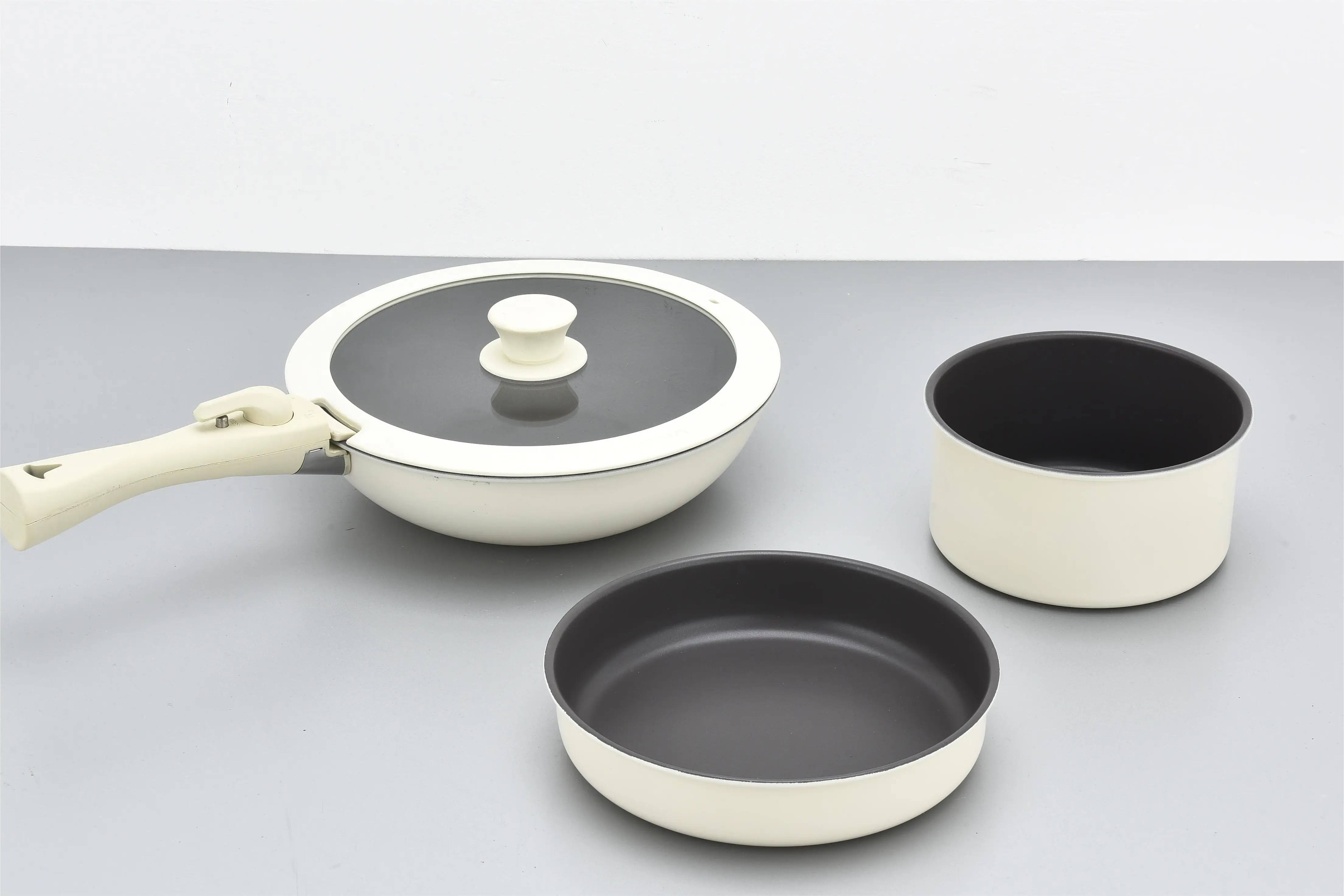 Cookware manufacture new design ceramic cooking pan  cookware set with detachable handle