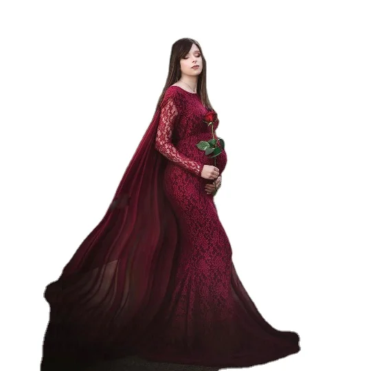 Шифоновые платья для беременных с круглым вырезом и длинным рукавом