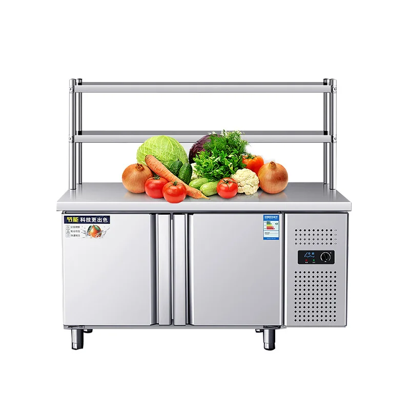 Restaurant Workbench Chiller Refrigerator 2 Doors Stainless Steel Commercial Undercounter Fridge