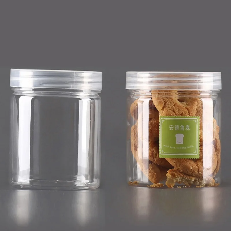 Food Grade PET Container Plastic Jars for Peanut Butter Honey Jams With Screw Top Lid 600ml 350ml