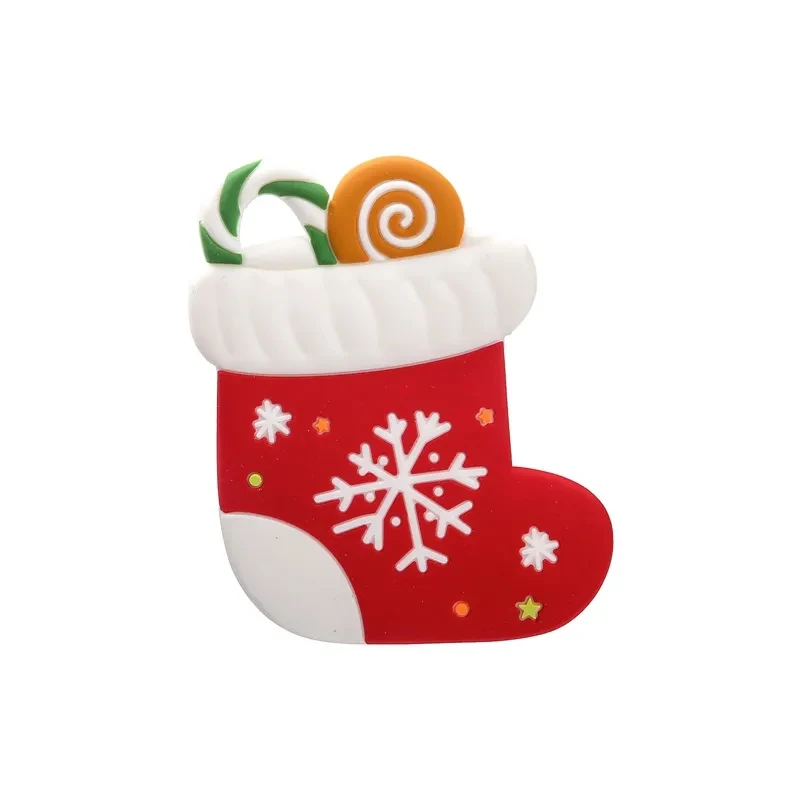 New Arrival Food Grade Silicone Christmas Tree Shaped rattles baby toys BPA Free Santa Claus Elk Silicone Christmas Teether