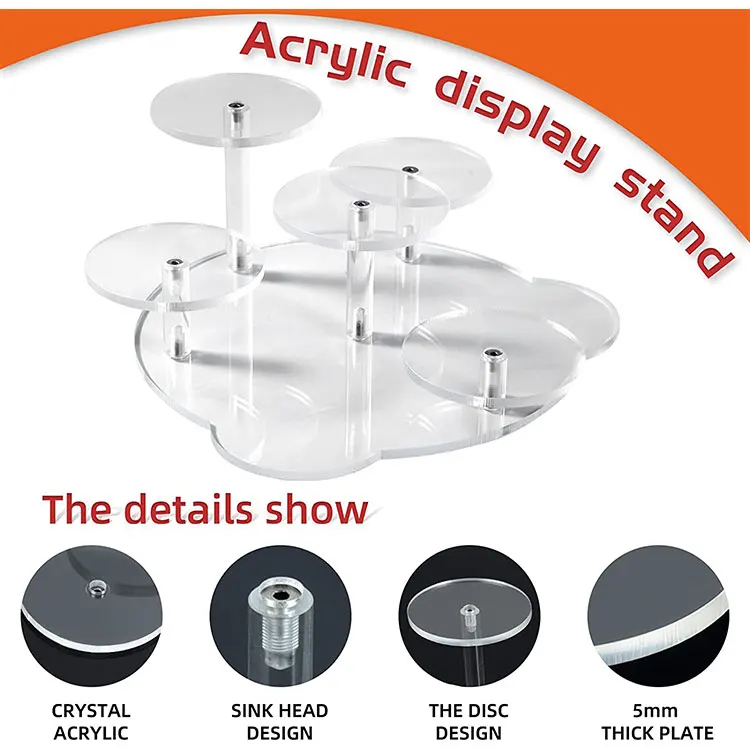 Custom Transparent Round Acrylic Cupcake Snack Drink Display Stands Can Also Be Used For Jewelry Display Stands