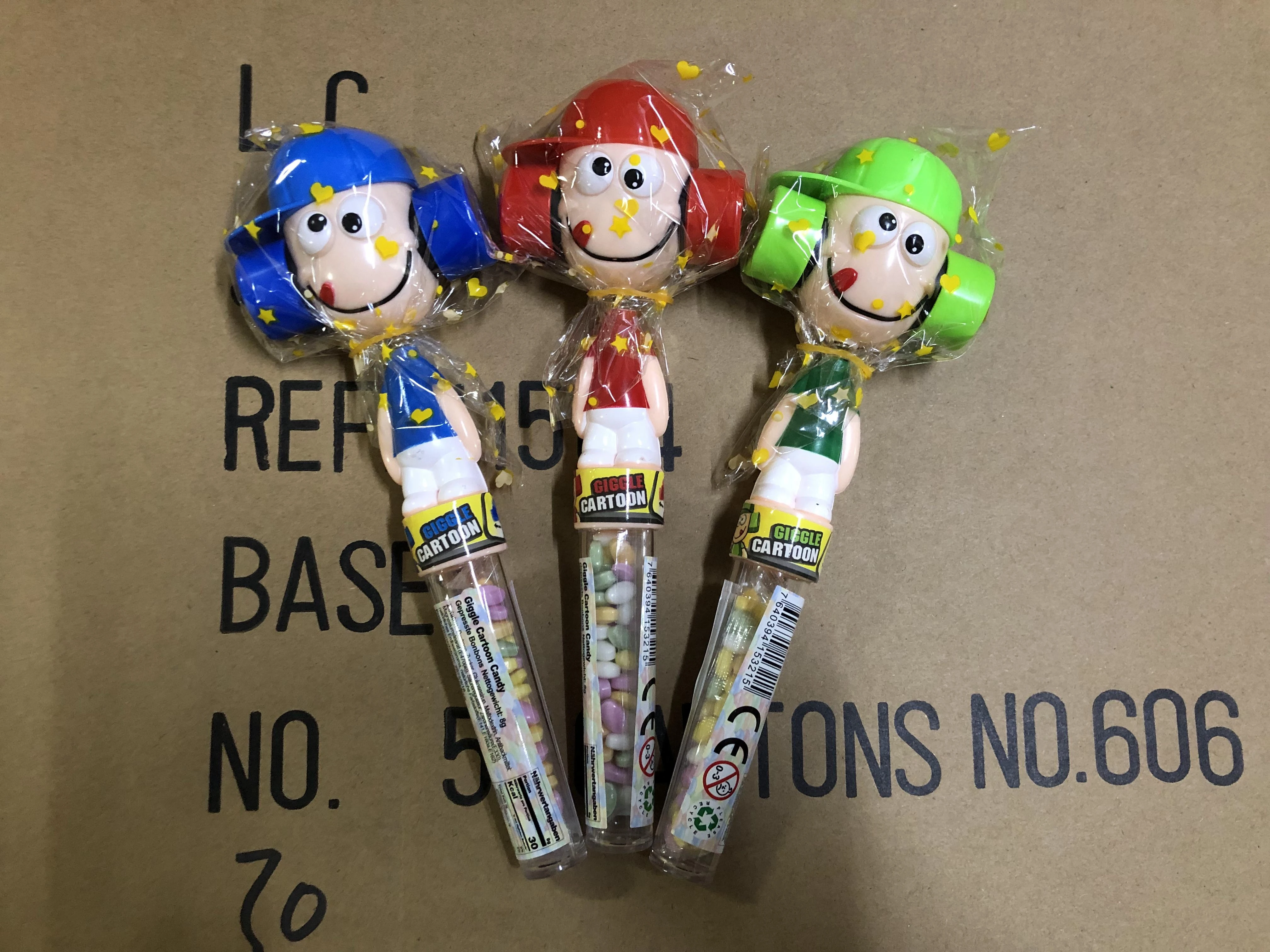 Chinese Sweet Hard Candies Dulces Con Juguete Giggle Smiley Whistle Cartoon Candy Surprise Toys Candy
