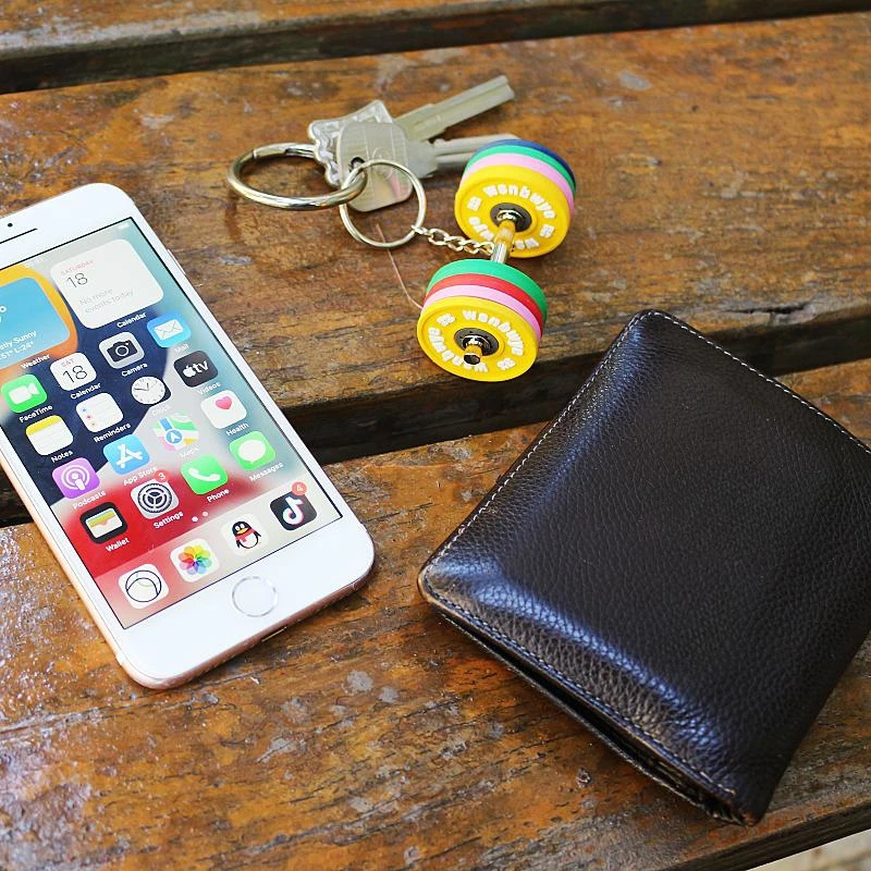 neoprene dumbbell DIY business 3D llaveros CHAVEIRO lead three hole fitness weight plate keychain