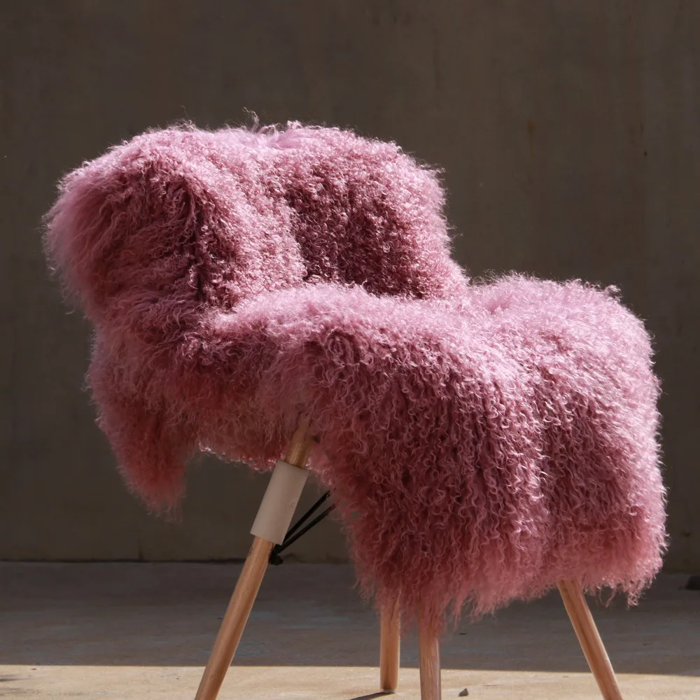 60x120cm Tibetan Lamb Fur Blanket Real Mongolian Sheep Skin Rug Plate Manufacturer