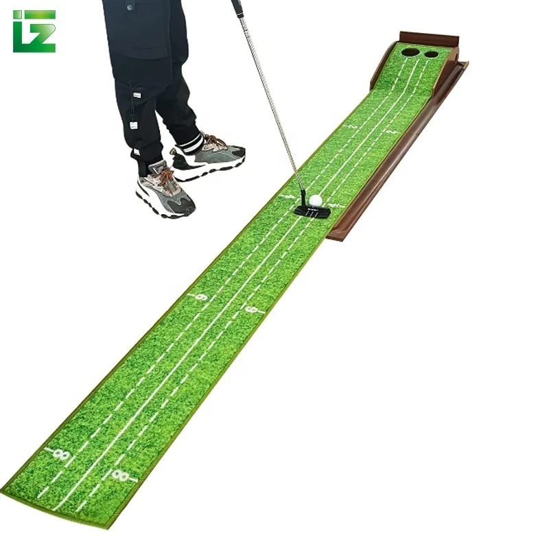 Newly Portable Wood Golf Putting Trainer Green Mat Auto Ball Return Golf Putting Mat For Indoor Outdoor Practice