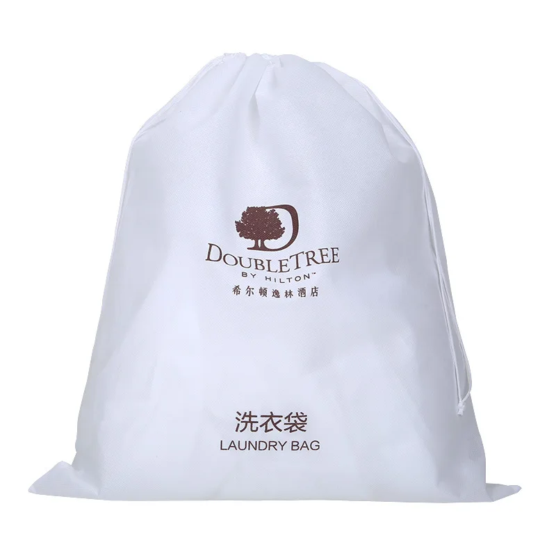 Wholesale Reusable Non Woven Printed Drawstring Hotel Travel Laundry Bag