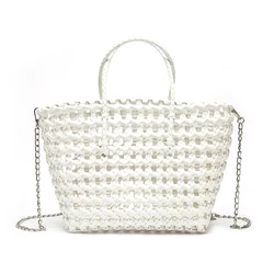 PVC beach cleave bag 2019 new summer handbag chain shoulder straw bag female Messenger transparent straw basket Messenger bag
