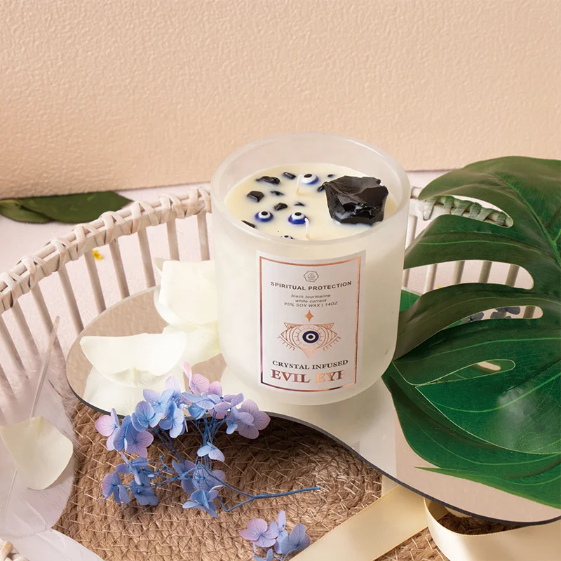 customised geo cut glass candle jar luxury Gift box soy wax  tealight colorful crystal candle holder