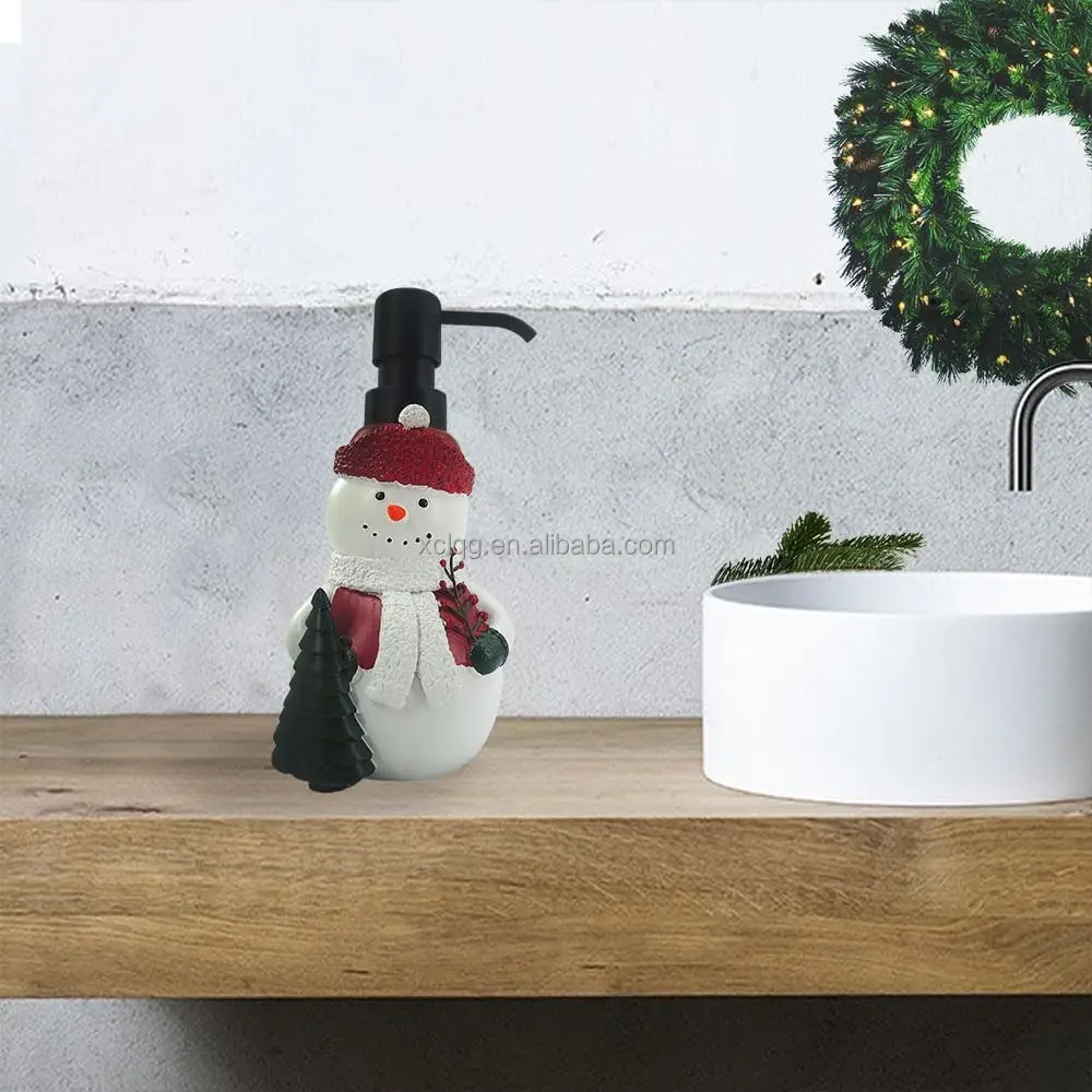 Christmas Theme Decoration Bottle Bathroom Soap Dispenser Santa Claus and Snowman Soap Dispenser