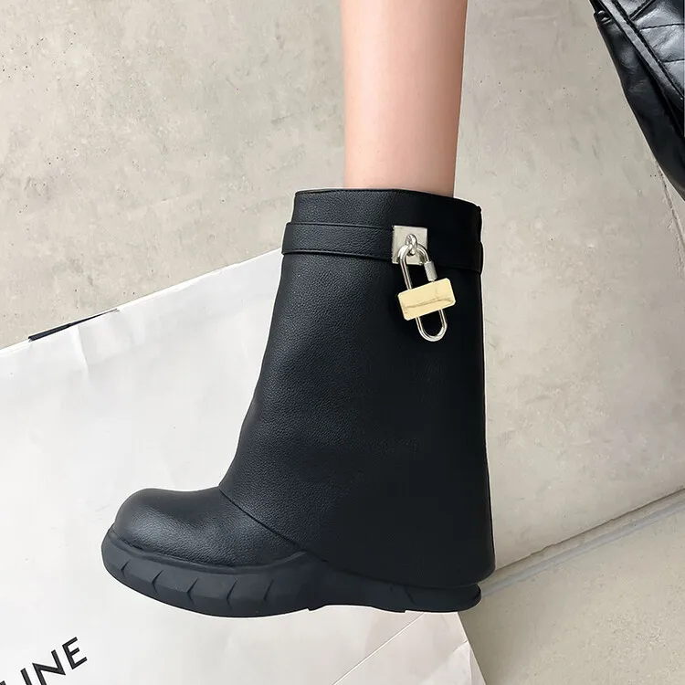 New Arrival Fashion Leather Boots For Women  Stiletto Over Ankle Platform Boot Wholesale leather Boots For Women