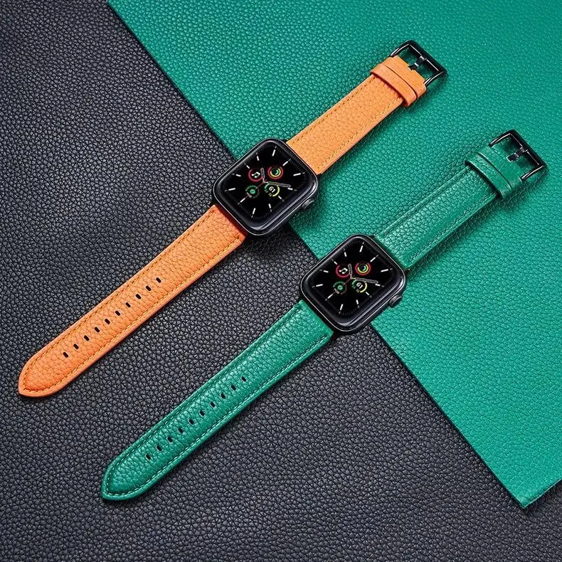 Luxury design for Apple Watch Band Strap 38mm 42mm Stainless Steel Adjustable Genuine Leather Fashion Watch Strap series6  4 5