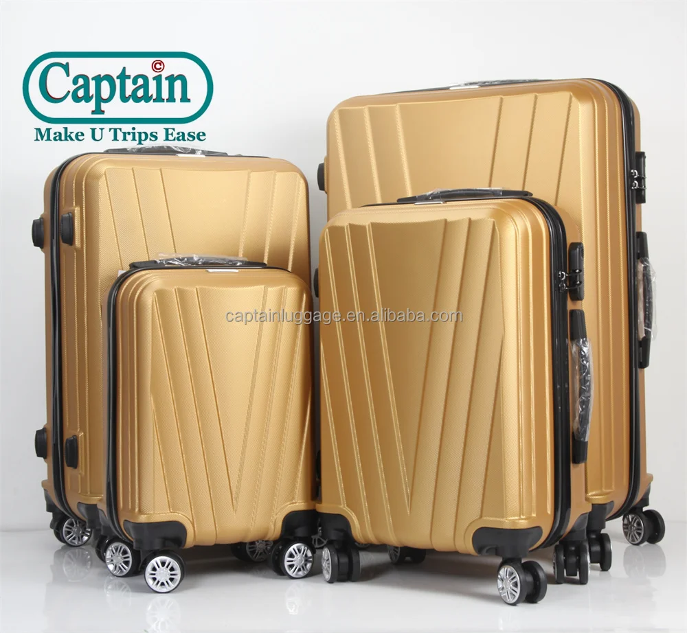 Luxury Design Gold Travelling Bags Custom Logo 4 Pieces Hard Shell Travel Suitcases ABS Trolley Luggage Set in 16 20 24 28 inch