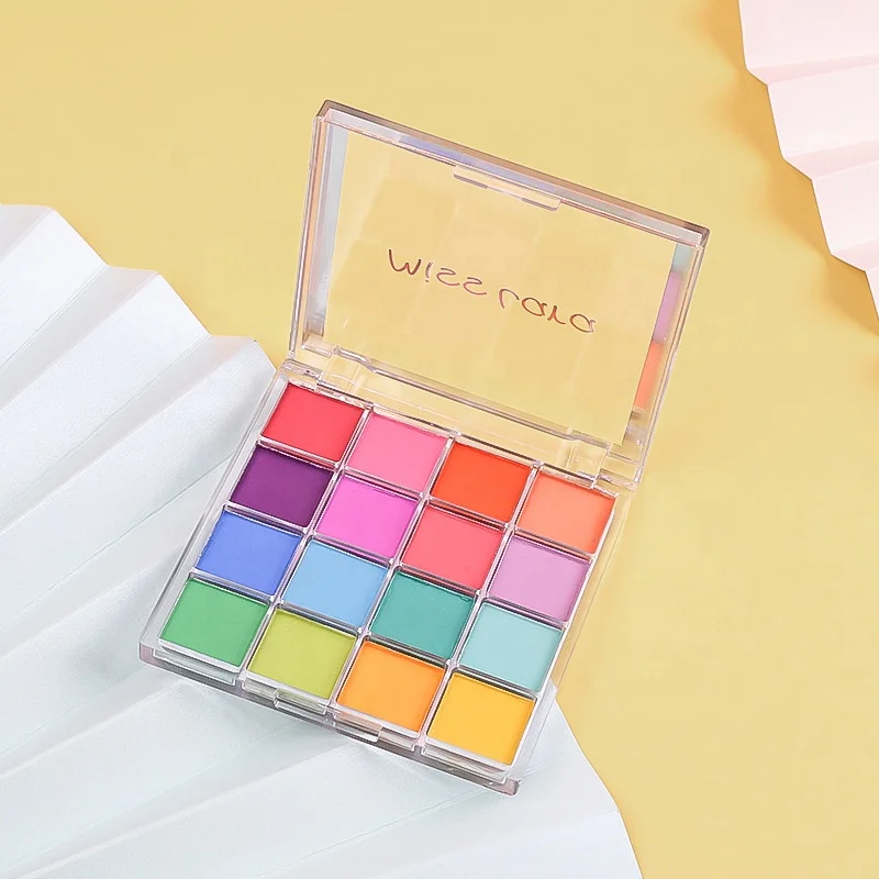 16 colorful private label high pigmented makeup eyeshadow palette dazzling matte stage cosmetics eye shadow for liveshow