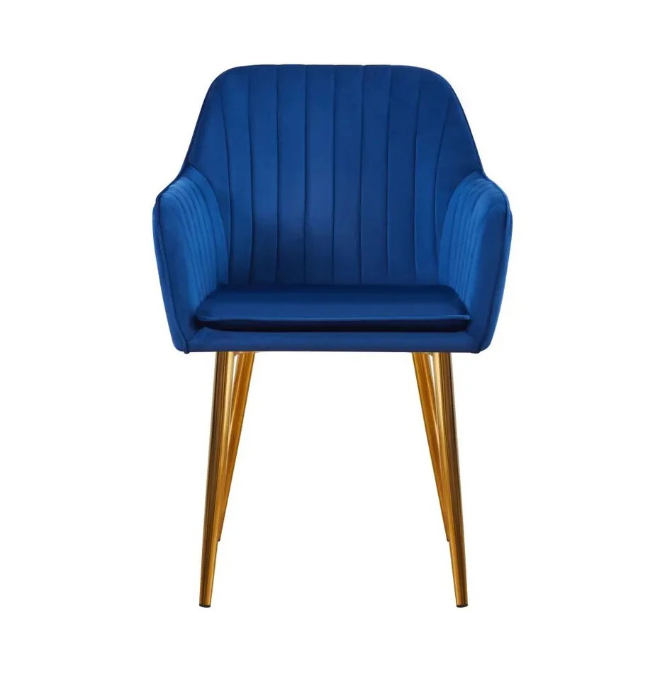 Luxury Oversize Upholstered Restaurant Armchair Gold Metal Legs Velvet Fabric Dining Chairs for Sale