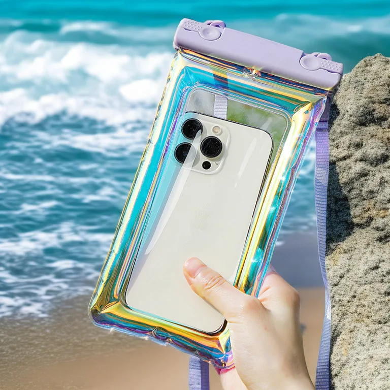 Swimming Water Park Rafting Float Holographic Mobile Phone Waterproof Pouch Touch Screen Waterproof Phone case with Airbag
