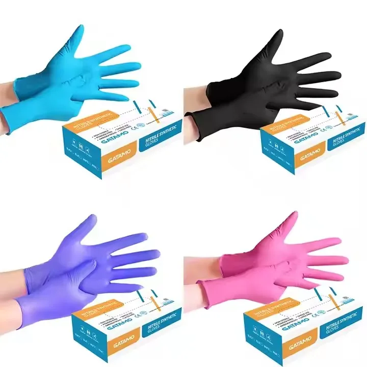 BG4  En455 china manufacturers food grade 100 box black vinyl nitrile gloves powder free disposable blend nitrile gloves of 100