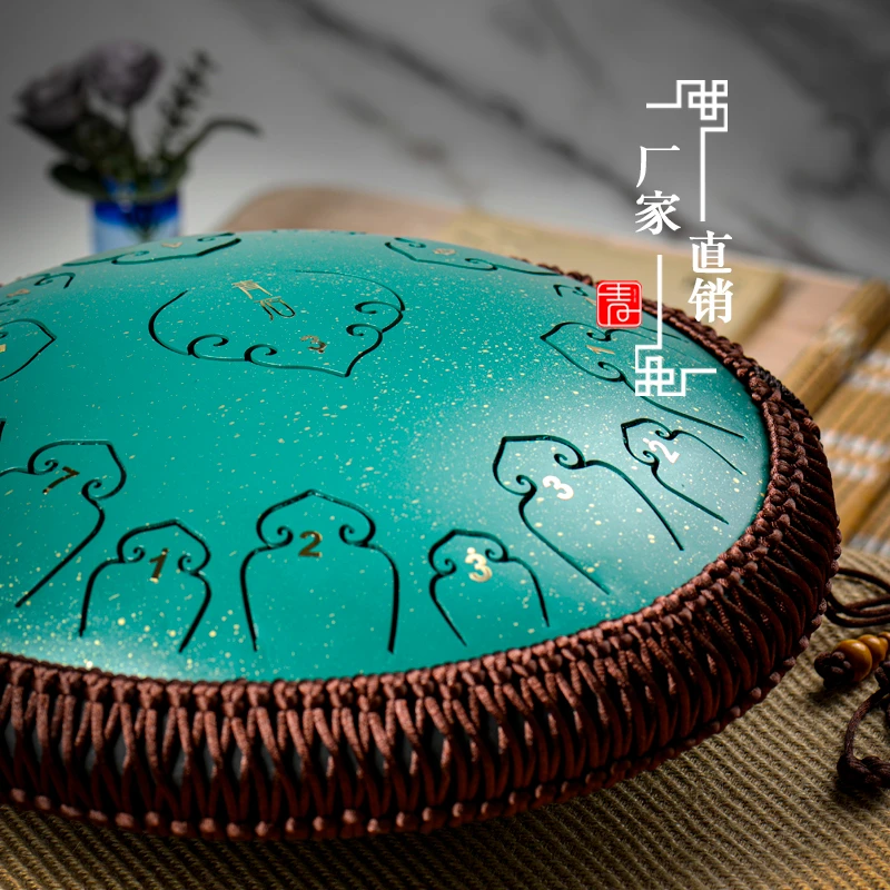 14inches 15tones  Percussion-instrument Tank Hand Pan Steel Tongue Drum For Christmas Gift