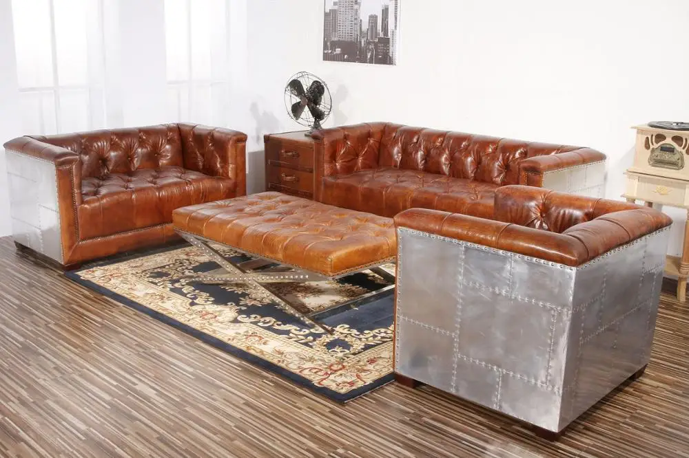 Винтажная Яркая кожаная мебель для дивана с