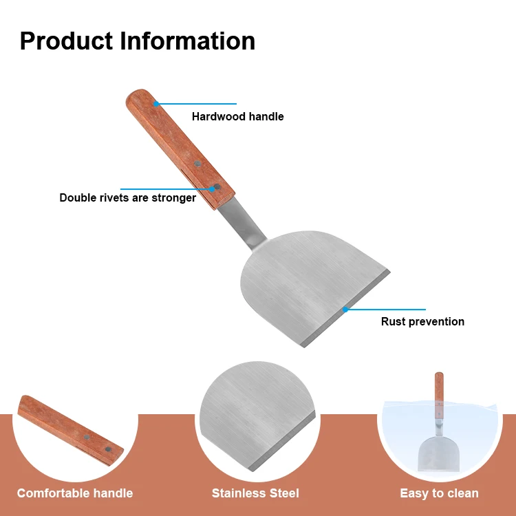 Professional Metal Pancake Patty Hamburger Burger Grill Spatula Turner Hamburger Turner