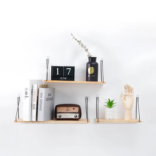 High Quality Living Room Bookshelf Display Wood Wall Mount Shelves Decorative