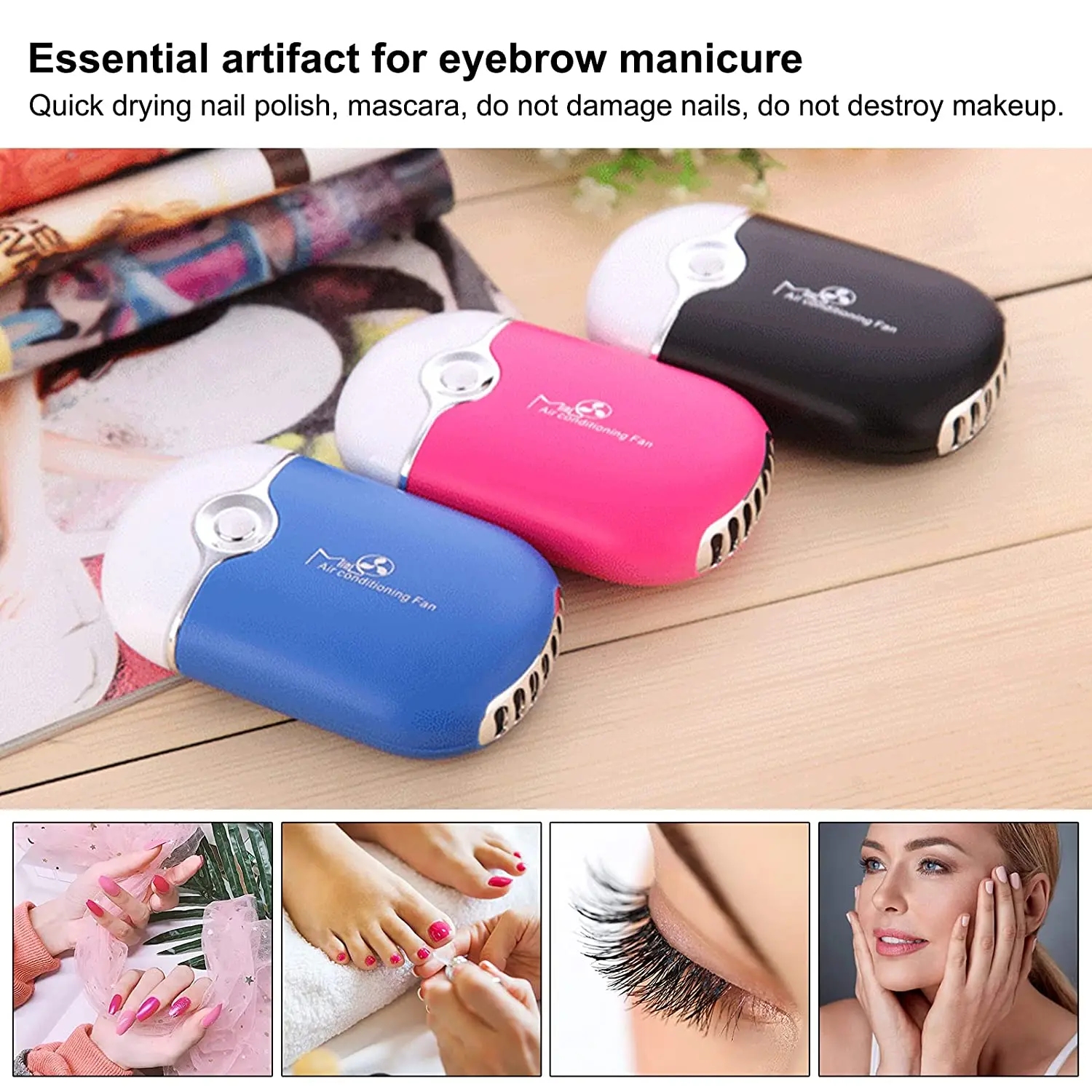 RTS1 Hot Selling Portable Usb Rechargeable Fan Private Label Nail Eyelash Fan Dryer Women Mini Travel Eyelashes Fan