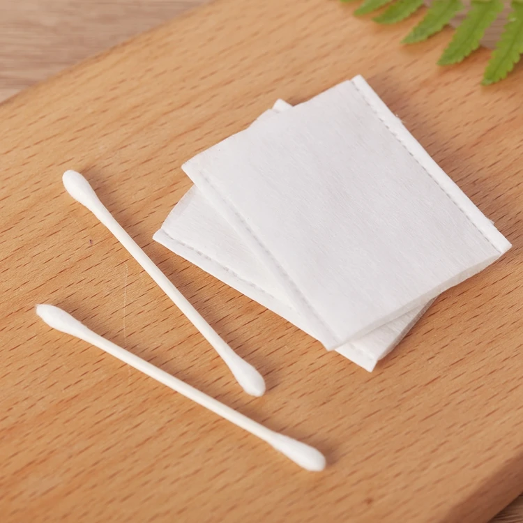 Eco Friendly Hotel Consumables Vanity Kit Kraft Paper Bag Cotton Swab Disposable Cotton Set