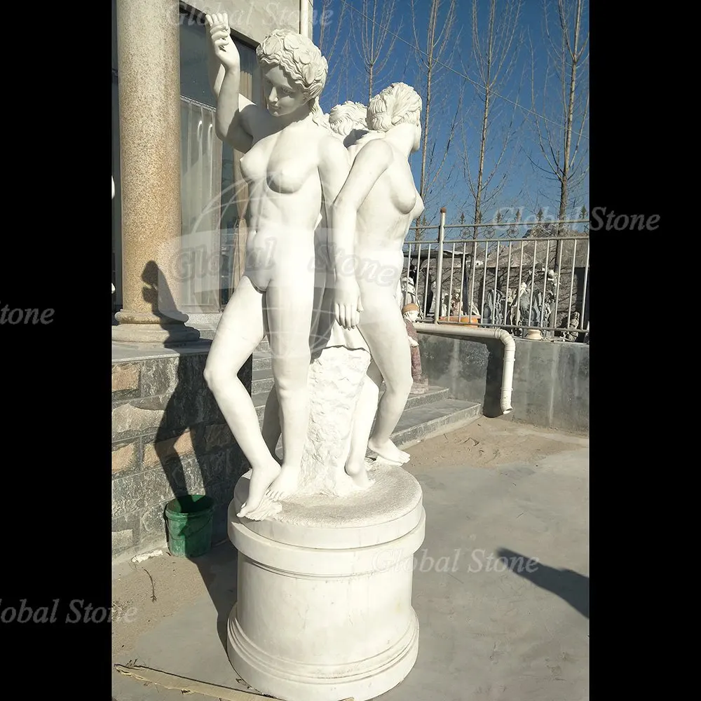 FANCY Life Size Marble Sexy Nude Woman Female Statues for Garden Outdoor