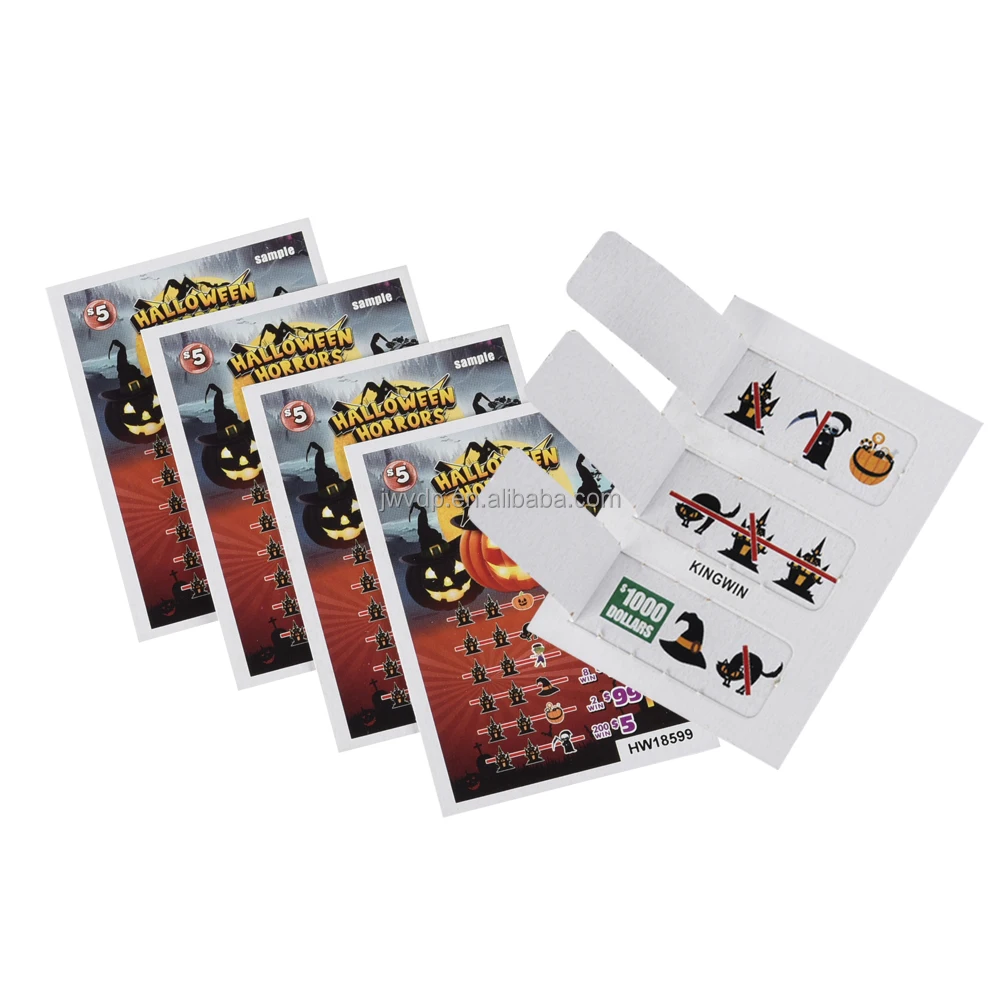 Manufacture Custom Print Pull Tabs Lottery Tickets Printing One Window Tear Off Open Halloween theme Tickets