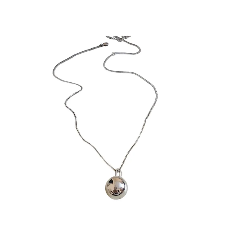 Titanium Steel Stainless Simple Ball Pendant Necklace Exquisite Fashion Short Long Elegant High Accessories for Women