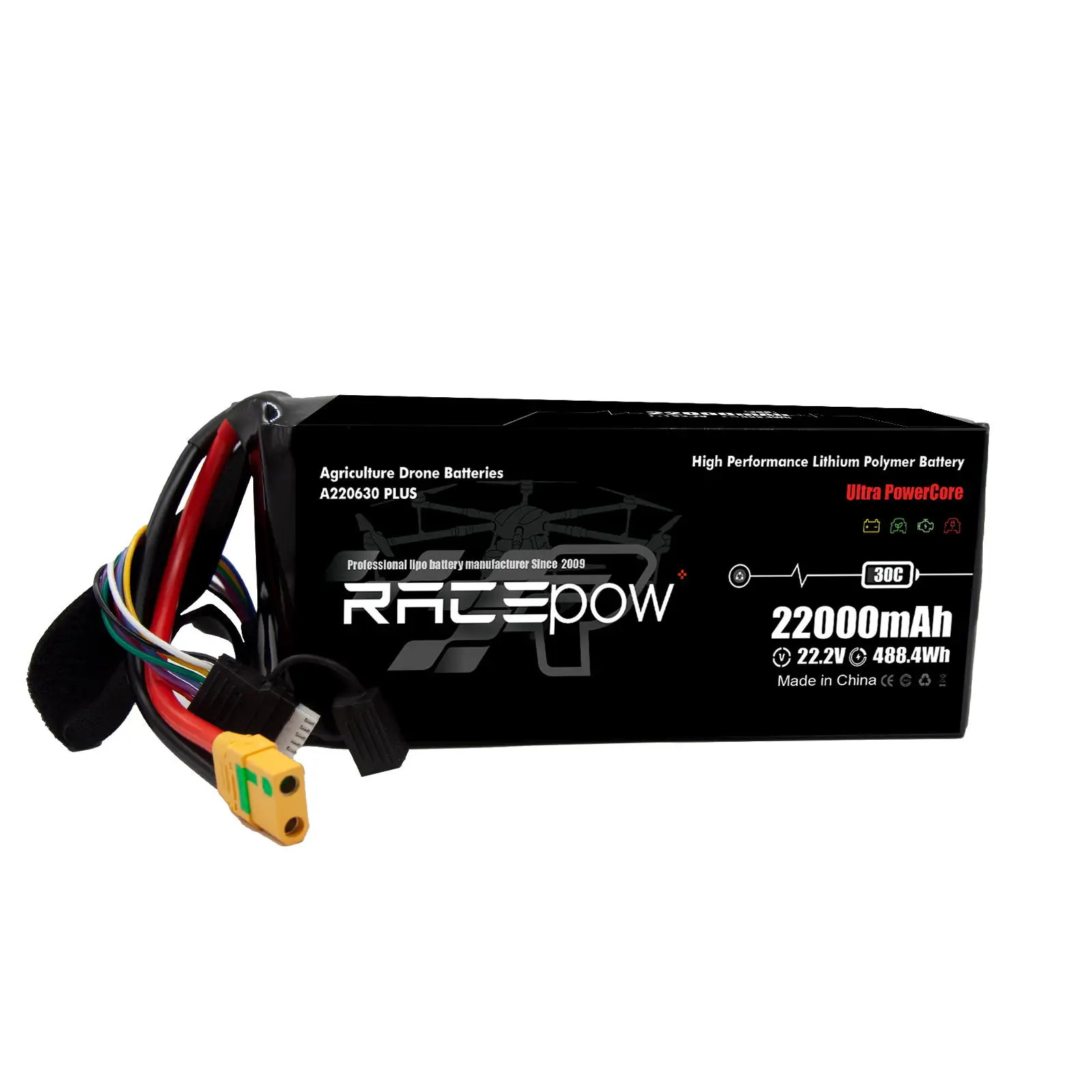 Racepow 22000mah 6S 12S 14S 51.8V Lipo Battery 22Ah 30C Agri Drone Battery with Amass XT90s AS150u Battery for 10L 16L Drone