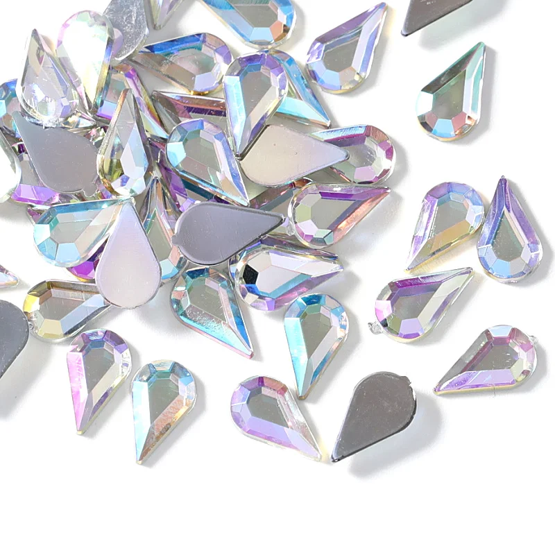 Nail Art Rhinestones Flatback Acrylic Crystal Manicure Strass Nail Art Decoration100 Nail Point Drop Flat Diamonds
