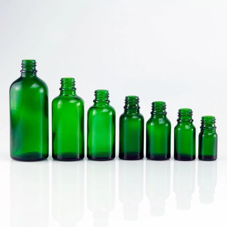 Wholesale high quality glass essential oil dropper green perfume bottle for cosmetic packaging