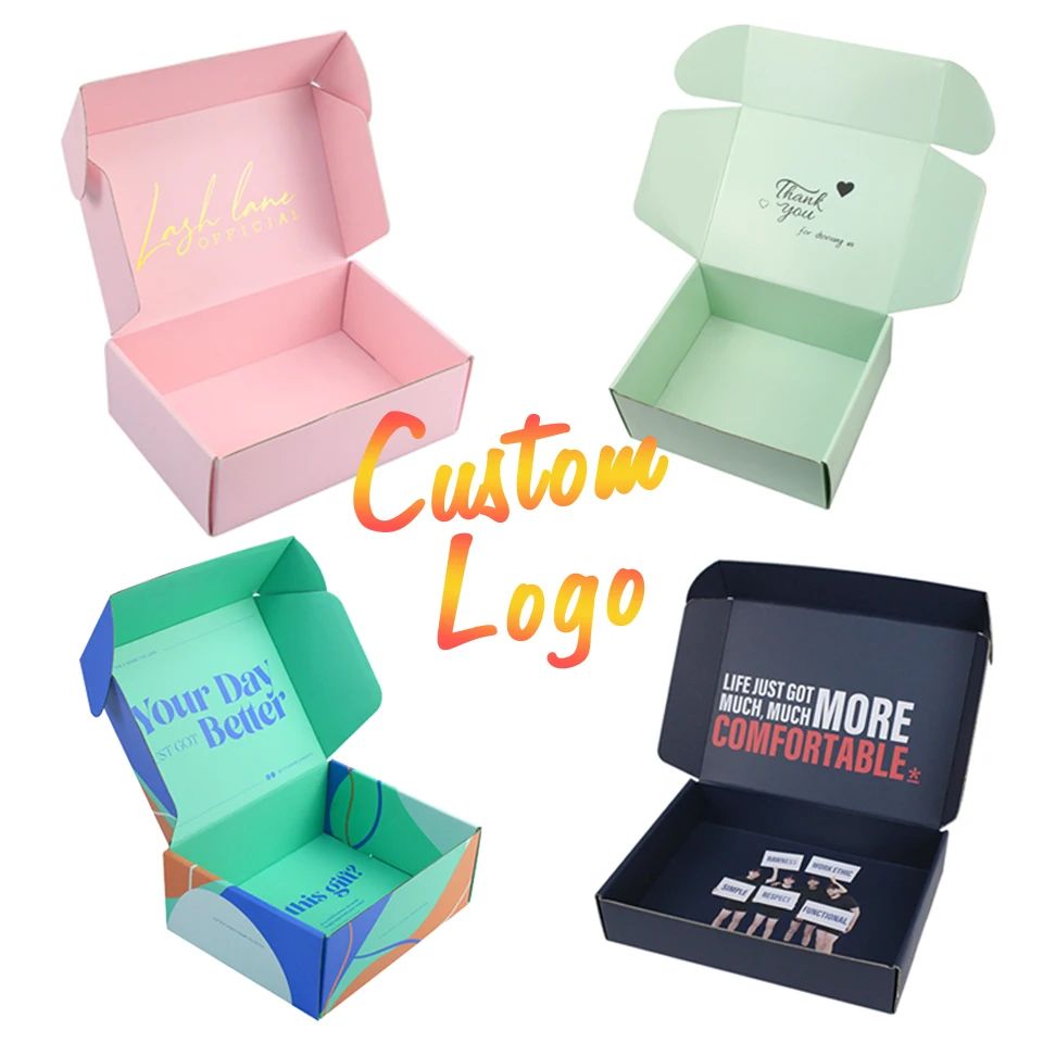 Custom Logo Embossed Kraft Corrugated Paper Box Rigid Laminated Packaging Mailer Shipping Matt Lamination-for Gifts Hamper boxes