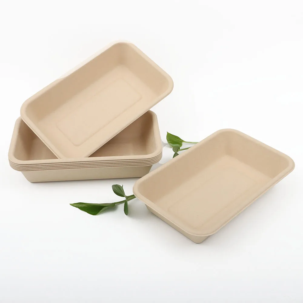 Bamboo pulp fiber Tableware Dish Plate 1/2/3 Compartment Disposable Fast Food Serving Tray