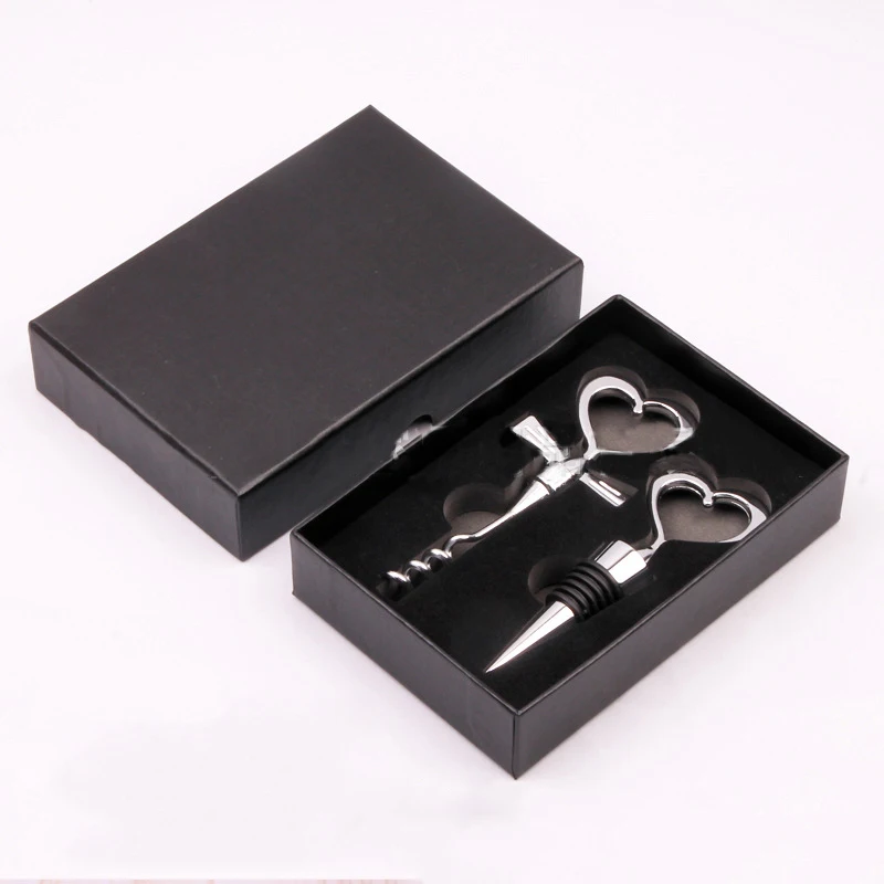 Useful Wedding Gifts Opener And Wine Stopper Set With Heart Design